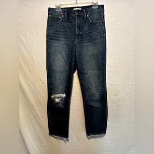 Madewell Women's Size 29 Black Denim The Perfect Vintage Crop Distressed Jean